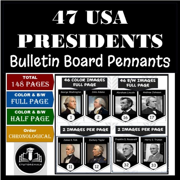 47 USA Presidents Bulletin Board Pennants