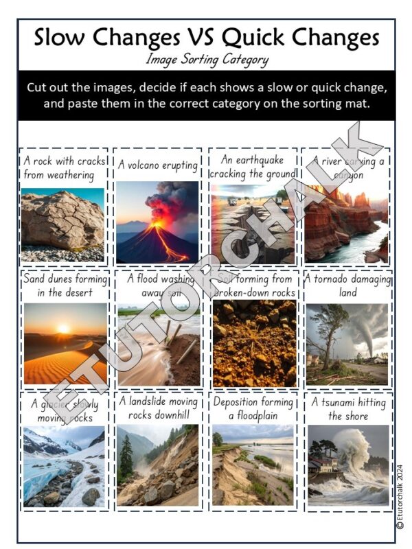 Slow Changes vs Quick Changes Image Sorting Activity for Grade 2 Students