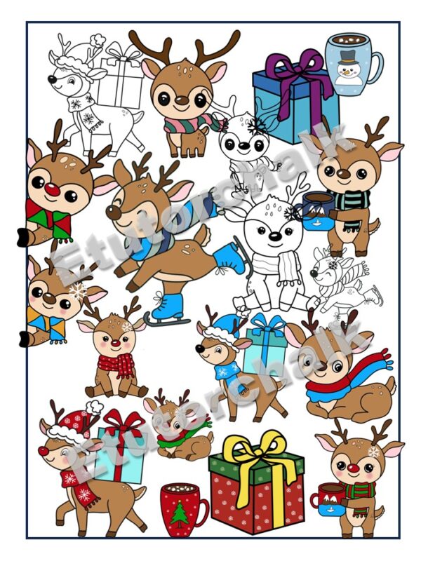 Rudolph Reindeer Clip Art ( Christmas & Winter Theme)